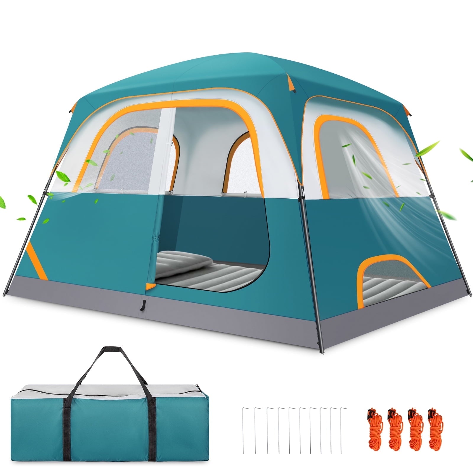 HOTEEL 6-8-10 Person Camping Tents with Rainfly, Tent for Camping with Pockets, Waterproof Camp Tent with Mesh Windows, Family Camping Tent For Traveling Hiking, Green