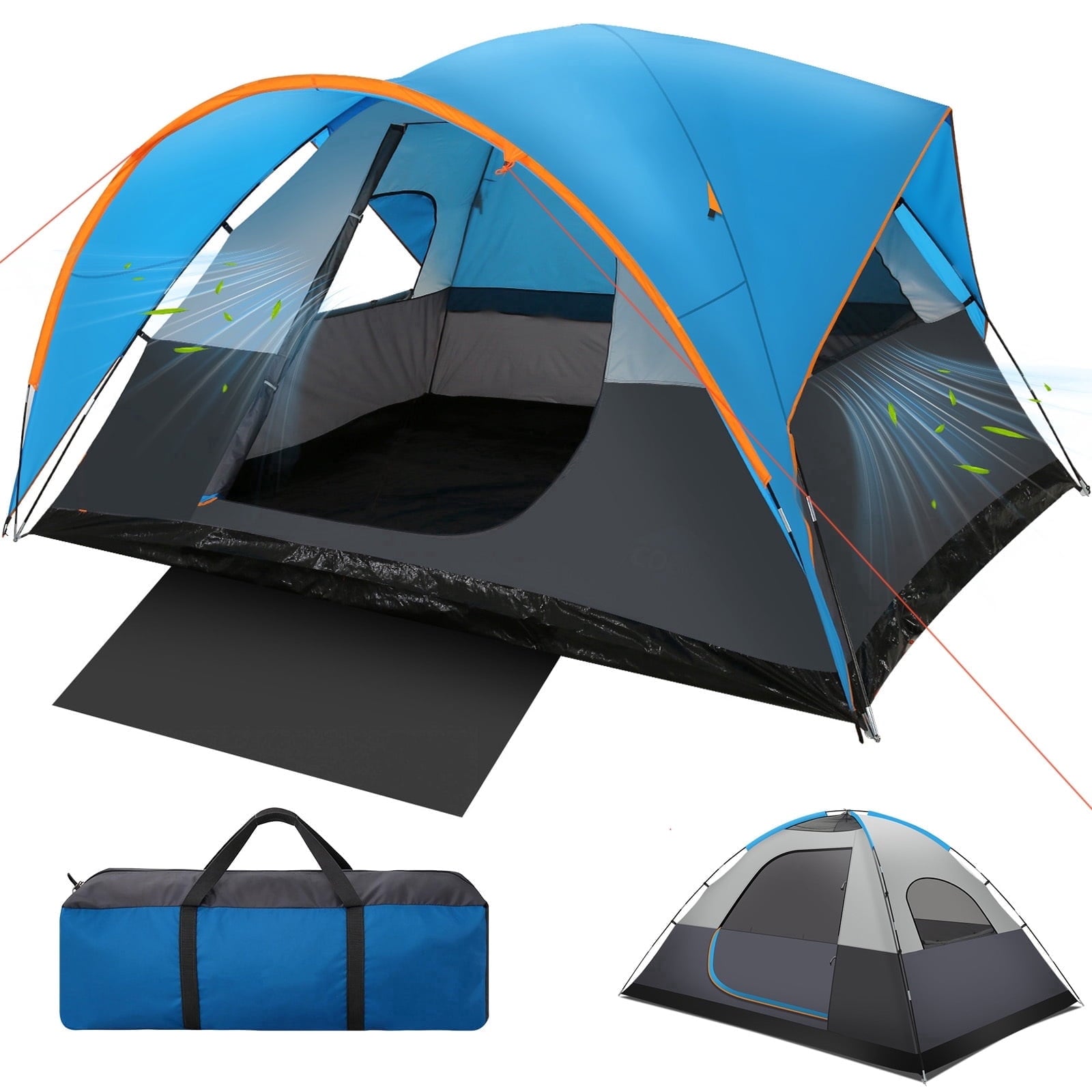 HOTEEL 6-8-10 Person Camping Tents with Rainfly, Tent for Camping with Pockets, Waterproof Camp Tent with Mesh Windows, Family Camping Tent For Traveling Hiking, Green