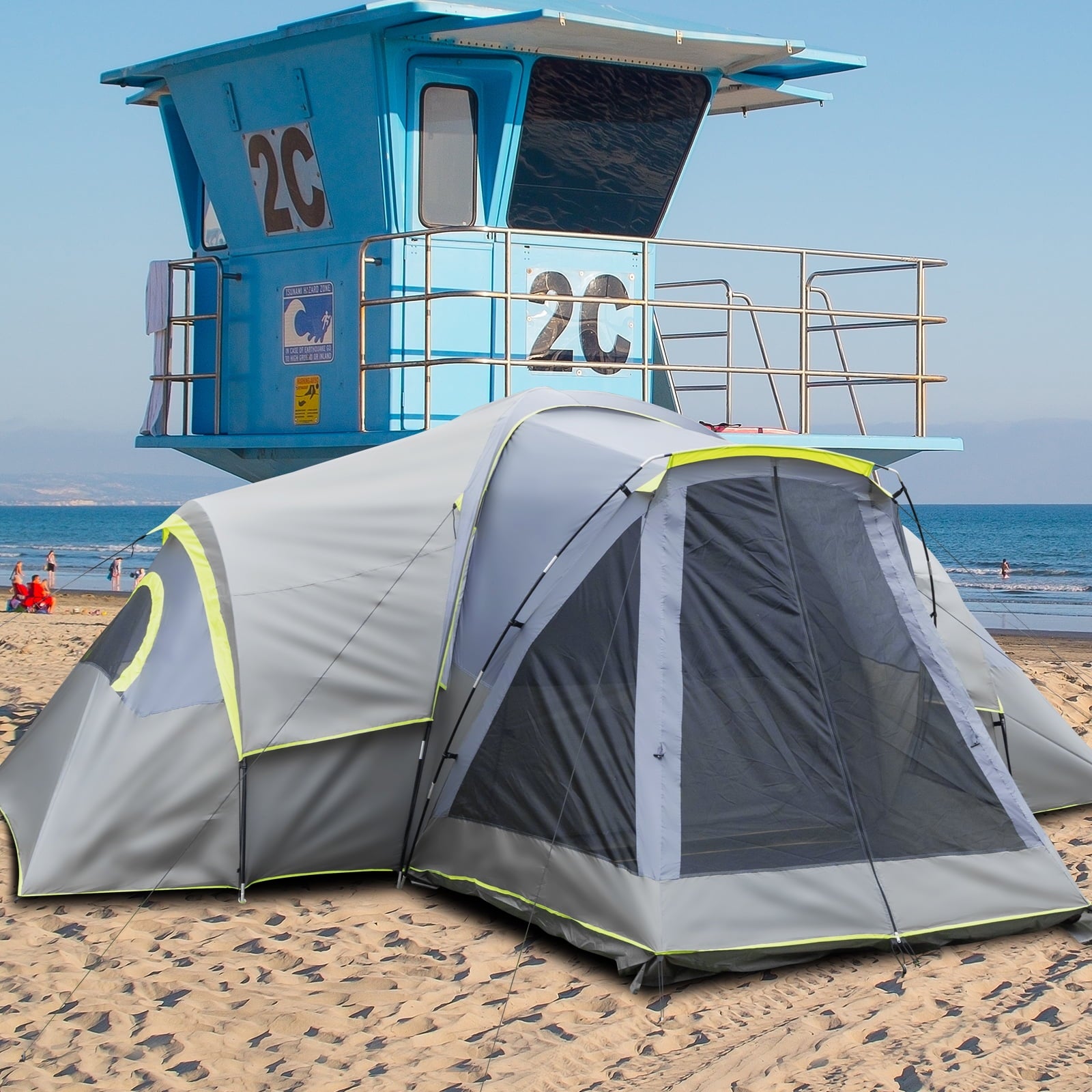 Ktaxon Camping Large Tent 14 Person Family Cabin Tents,2 Rooms,Straight Wall with Carry Bag