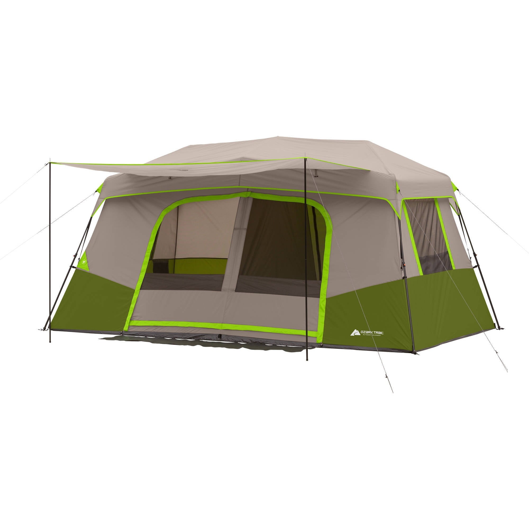 Ozark Trail 11-Person Instant Cabin Tent with Private Room – 3-Room Family Camping Tent with Awning
