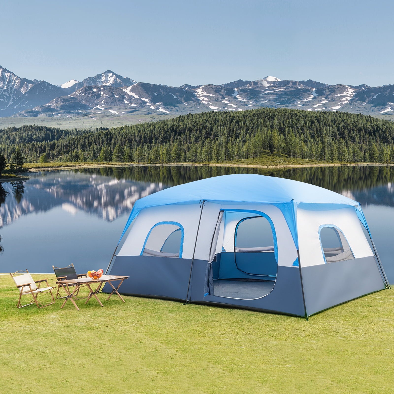 Zimtown Family Tent 8 Person Instant Cabin Tent for Outdoor, Picnic, Camping, Friends Gathering Green