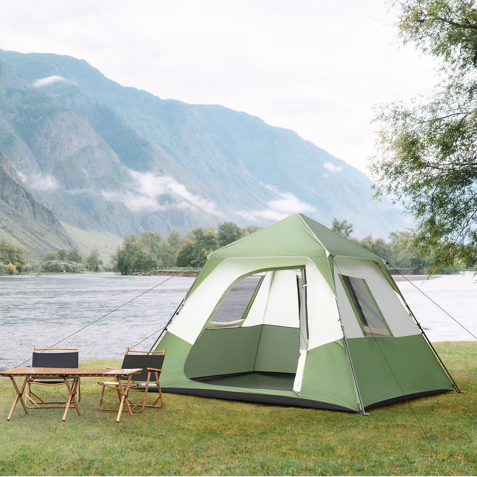 Zimtown Family Tent 8 Person Instant Cabin Tent for Outdoor, Picnic, Camping, Friends Gathering Green