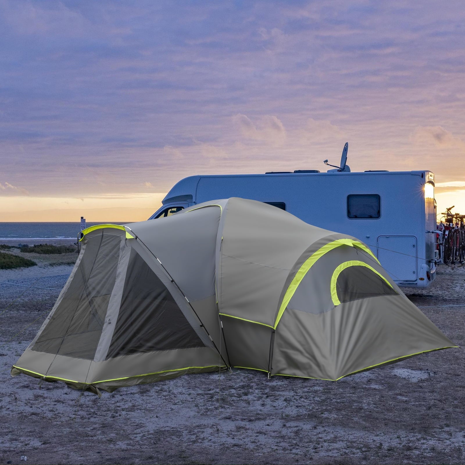Zimtown Family Tent 8 Person Instant Cabin Tent for Outdoor, Picnic, Camping, Friends Gathering Green