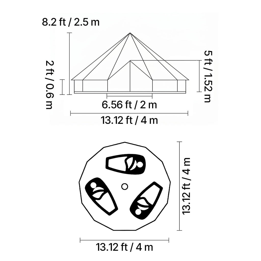 VEVOR Oxford Bell Tent, 4 Seasons 13.12 ft Yurt Tent for Camping with Stove Jack, Waterproof Breathable Holds up to 4 People with Zipped Detachable Floor,Family Camping Glamping Outdoor Hunting Party