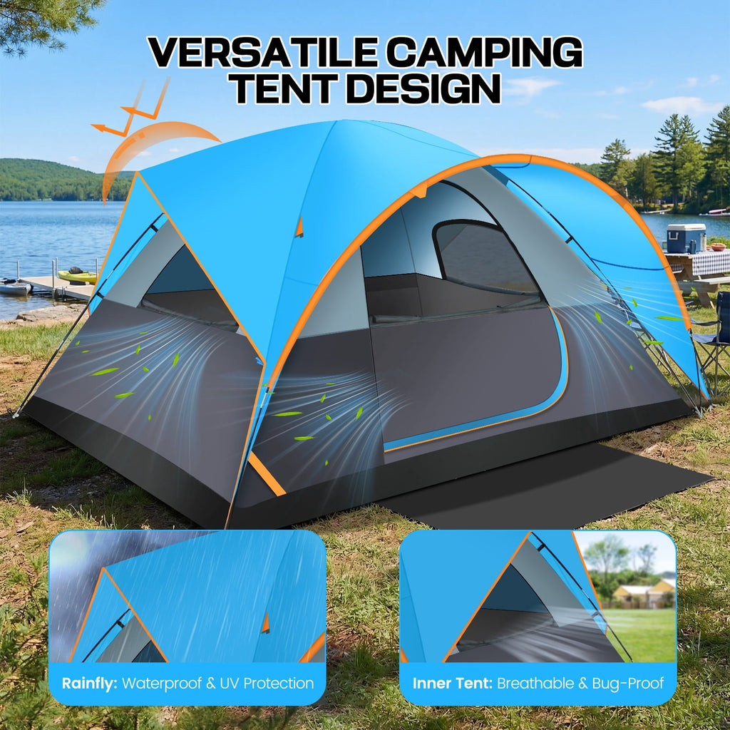 COBIZI 8-10 Person Camping Tent, Tents for Camping 12x9ft Family Tent,Waterproof Windproof Cabin Tent with Removable Rainfly,CPAI-84 Flame Retardant,Heavy Duty with 17 Stakes&Carry Bag,Blue