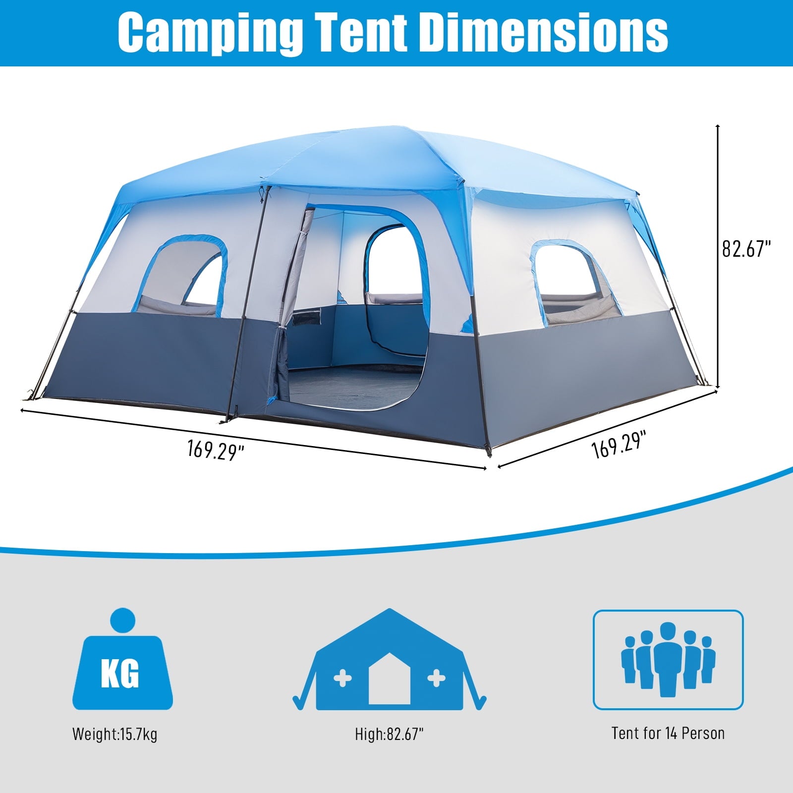 Zimtown Family Tent 8 Person Instant Cabin Tent for Outdoor, Picnic, Camping, Friends Gathering Green