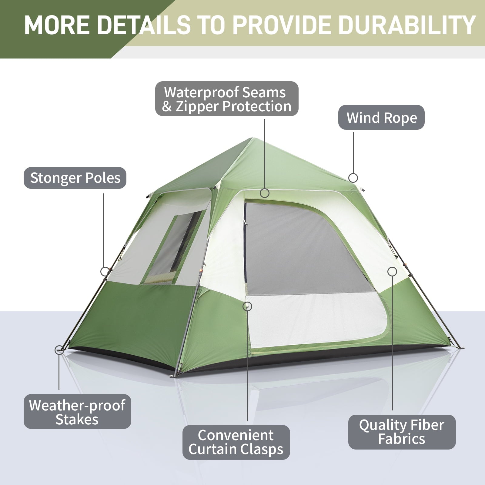 Zimtown Family Tent 8 Person Instant Cabin Tent for Outdoor, Picnic, Camping, Friends Gathering Green