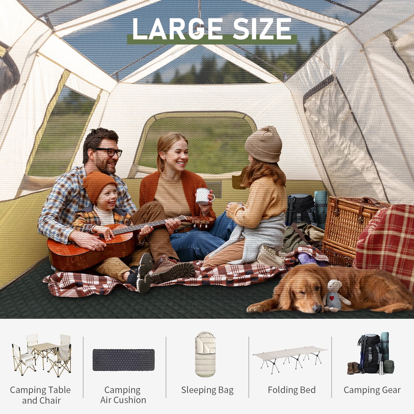 Zimtown Family Tent 8 Person Instant Cabin Tent for Outdoor, Picnic, Camping, Friends Gathering Green