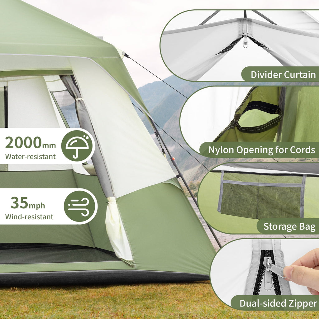 Zimtown Family Tent 8 Person Instant Cabin Tent for Outdoor, Picnic, Camping, Friends Gathering Green