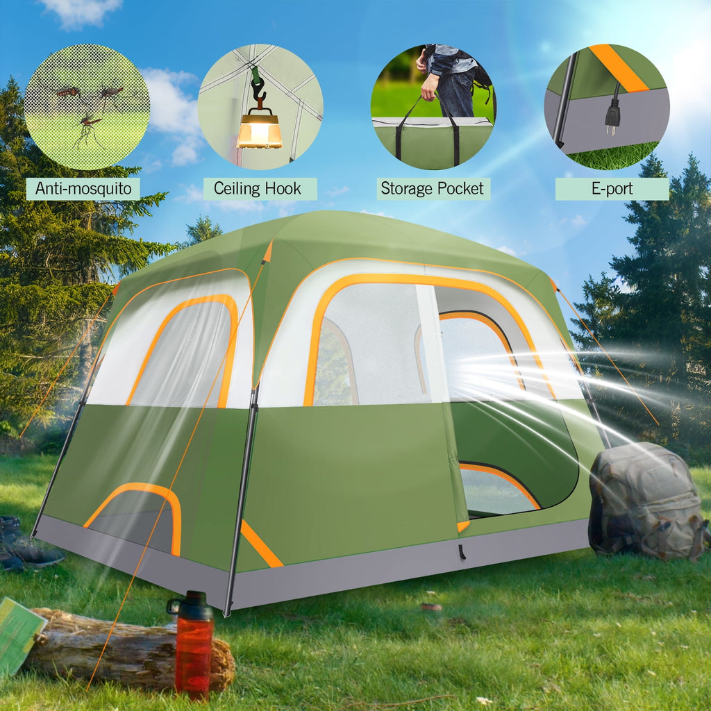 COBIZI 8-10 Person Camping Tent, Tents for Camping 12x9ft Family Tent,Waterproof Windproof Cabin Tent with Removable Rainfly,CPAI-84 Flame Retardant,Heavy Duty with 17 Stakes&Carry Bag,Blue