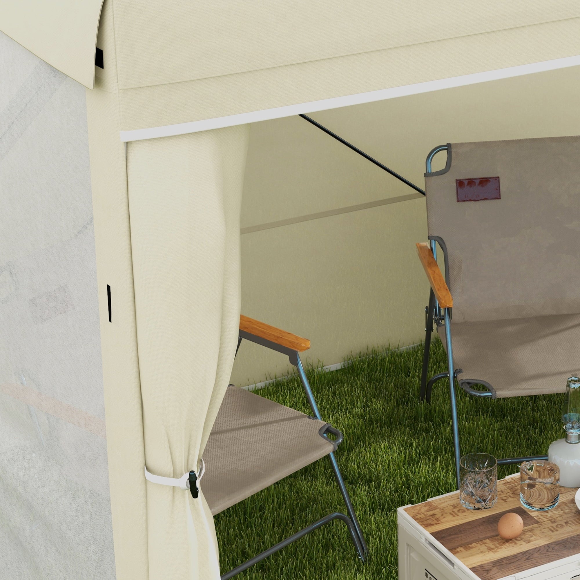 Outsunny 7' x 8' Pop Up Canopy, UV-Resistant Camping Tent with Curtains, Nettings and Carry Bag