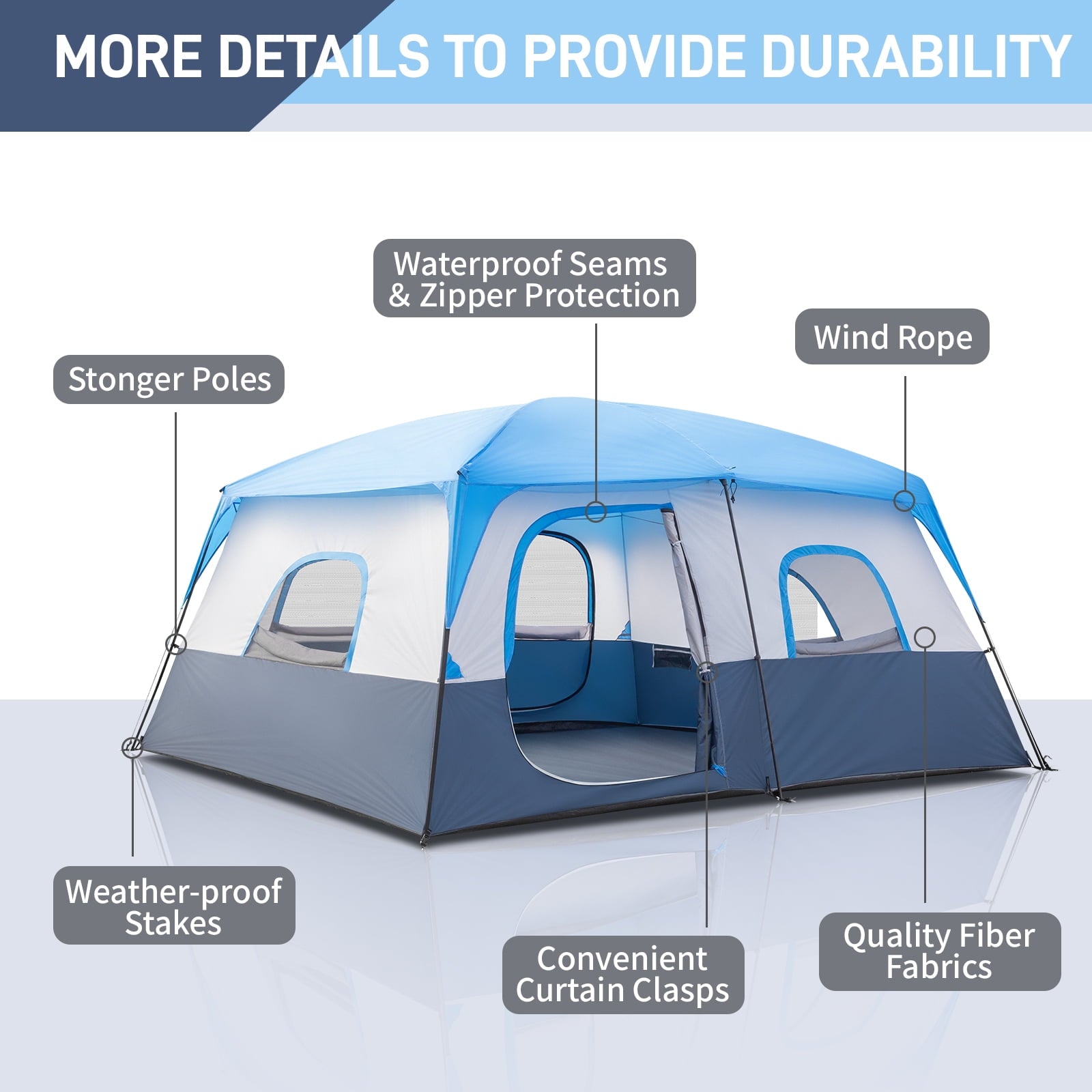 Ktaxon Camping Large Tent 14 Person Family Cabin Tents,2 Rooms,Straight Wall with Carry Bag