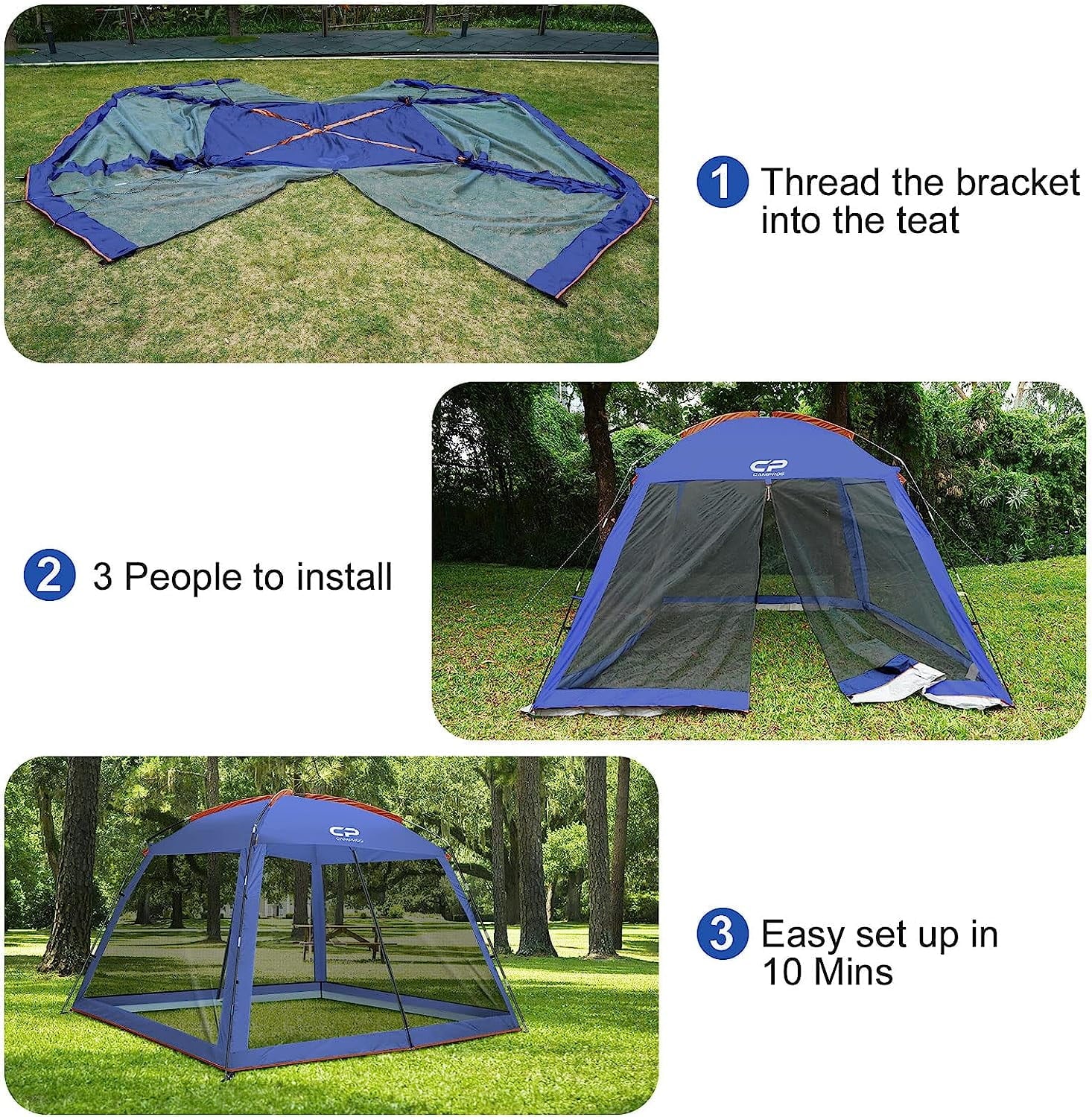 CAMPROS Screen House Room Camping Tent 13 x 13 Ft Canopy Tent Screen Shelter Gazebos Outdoor