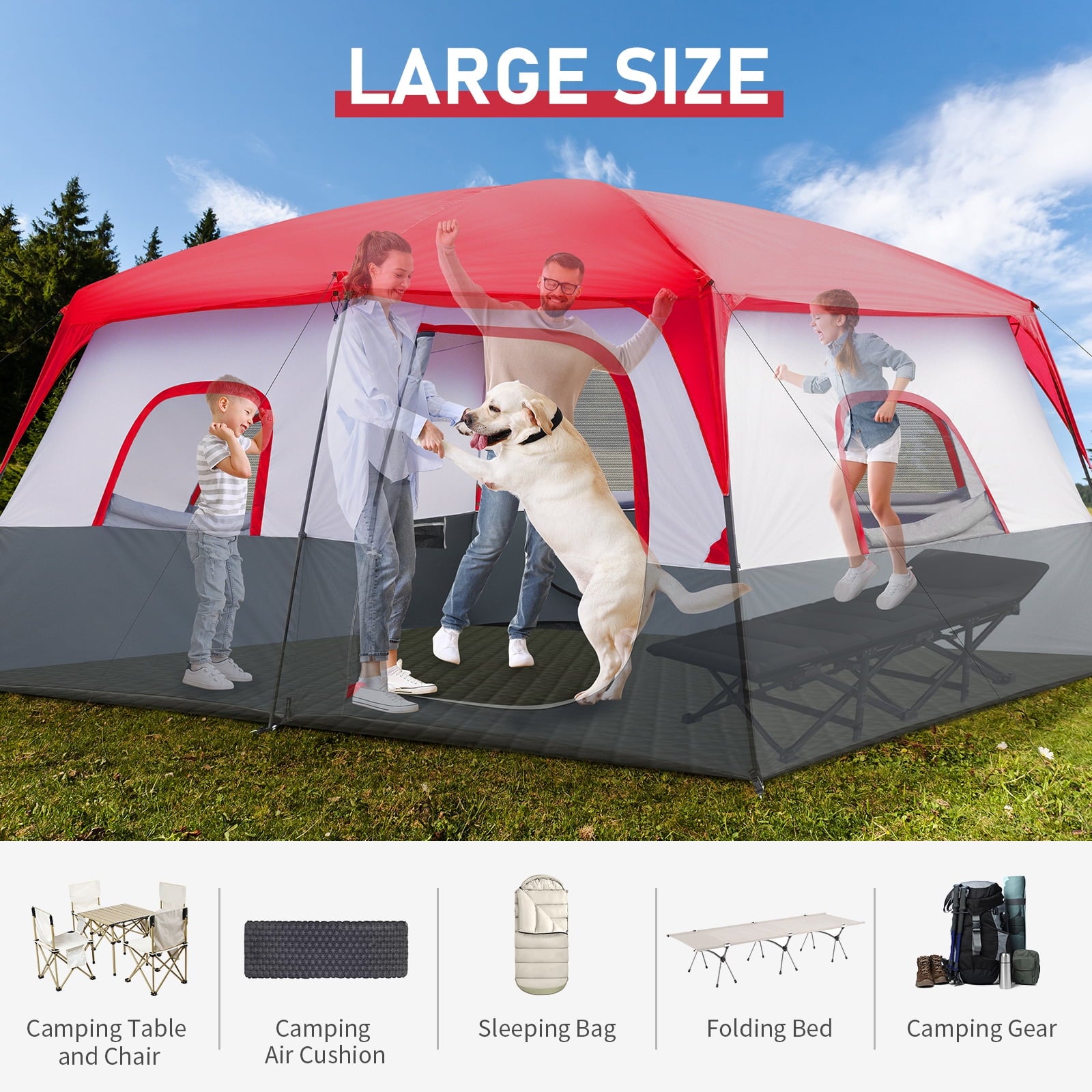Ktaxon Camping Large Tent 14 Person Family Cabin Tents,2 Rooms,Straight Wall with Carry Bag