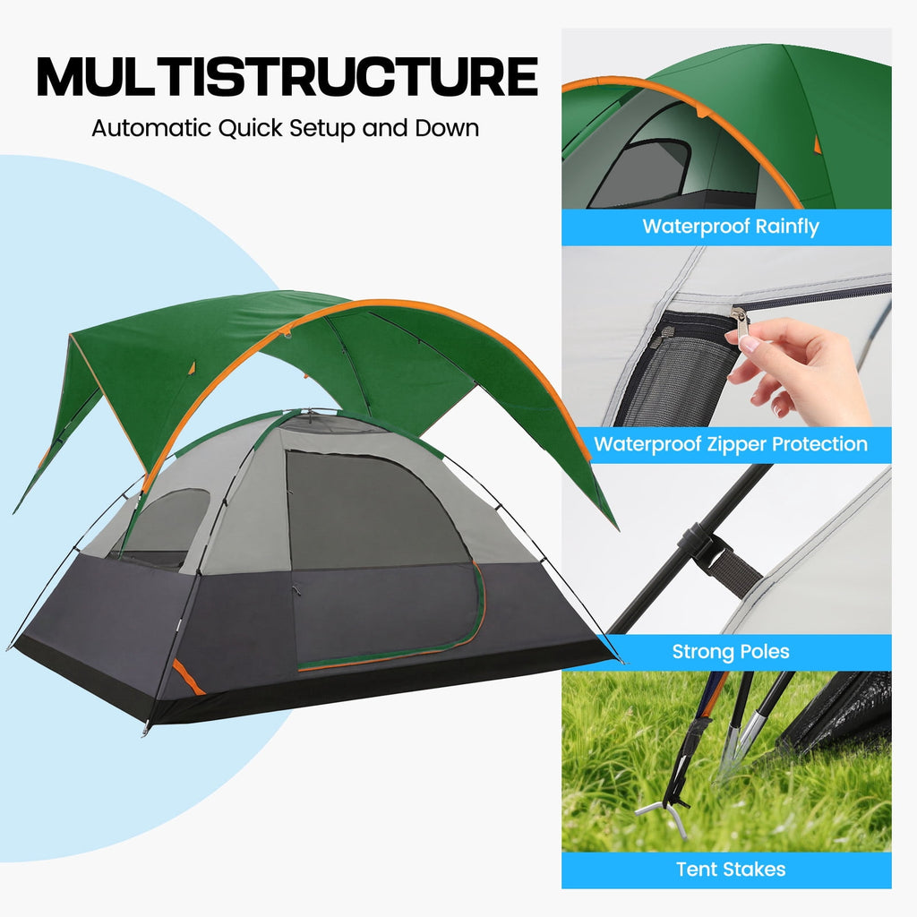 HOTEEL 6-8-10 Person Camping Tents with Rainfly, Tent for Camping with Pockets, Waterproof Camp Tent with Mesh Windows, Family Camping Tent For Traveling Hiking, Green