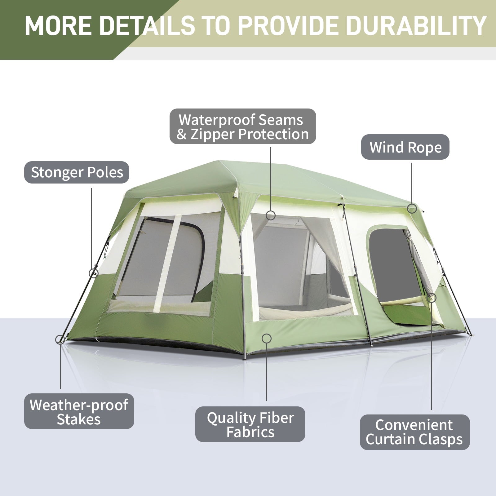 Zimtown Family Tent 8 Person Instant Cabin Tent for Outdoor, Picnic, Camping, Friends Gathering Green