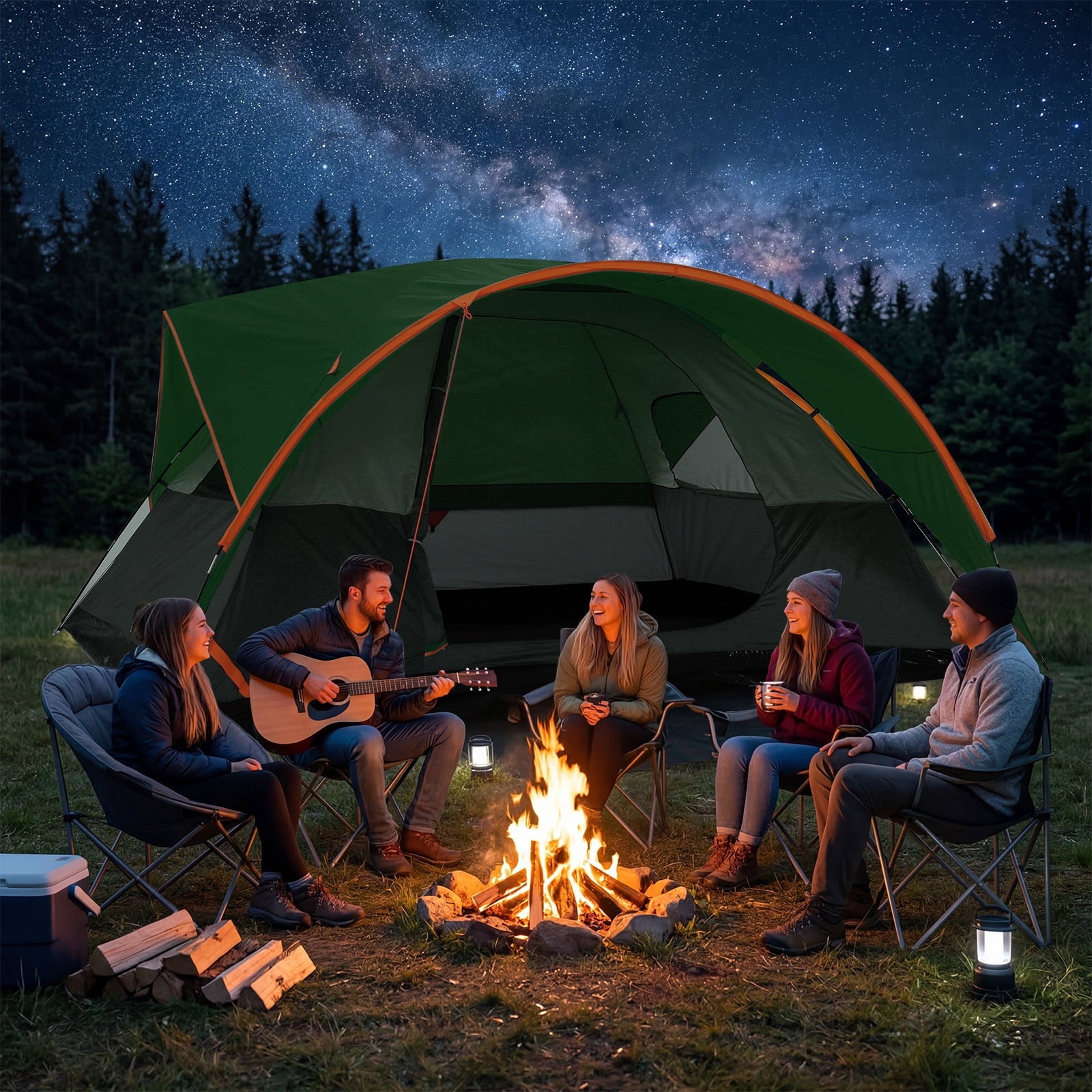 COBIZI 8-10 Person Camping Tent, Tents for Camping 12x9ft Family Tent,Waterproof Windproof Cabin Tent with Removable Rainfly,CPAI-84 Flame Retardant,Heavy Duty with 17 Stakes&Carry Bag,Blue