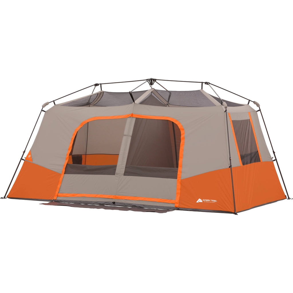 Ozark Trail 11-Person Instant Cabin Tent with Private Room – 3-Room Family Camping Tent with Awning
