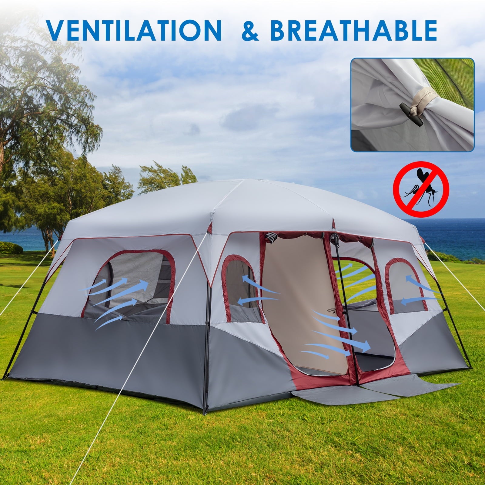 Zimtown Family Tent 8 Person Instant Cabin Tent for Outdoor, Picnic, Camping, Friends Gathering Green