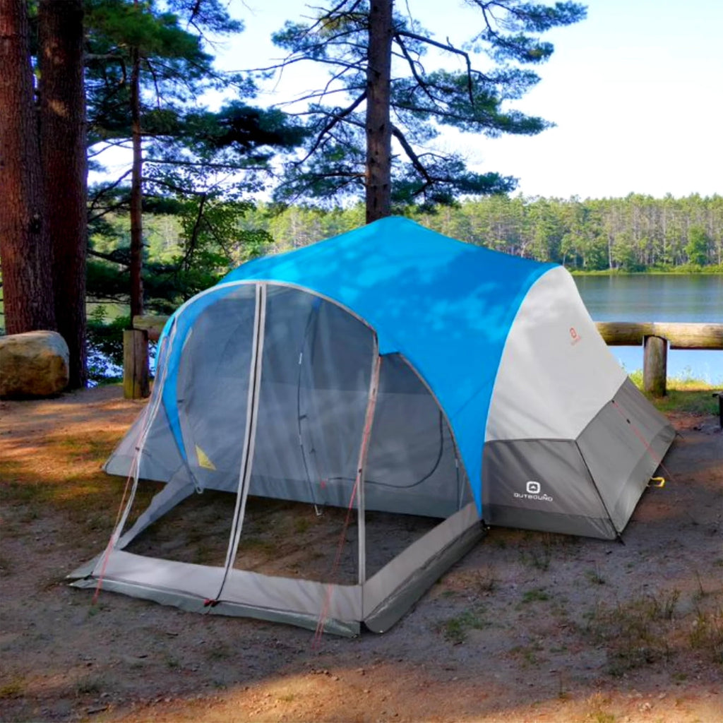Outbound 8 Person 3 Season Easy Up Dome Tent with Room Divider & Rainfly