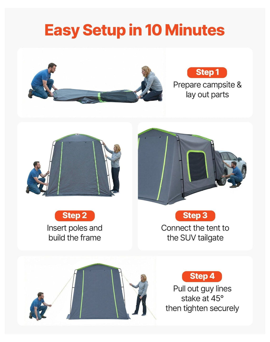 Large Tent for 5-9 Person, 10.6 x 8 FT Tailgate Tent, Waterproof Camping Tent with Ventilation