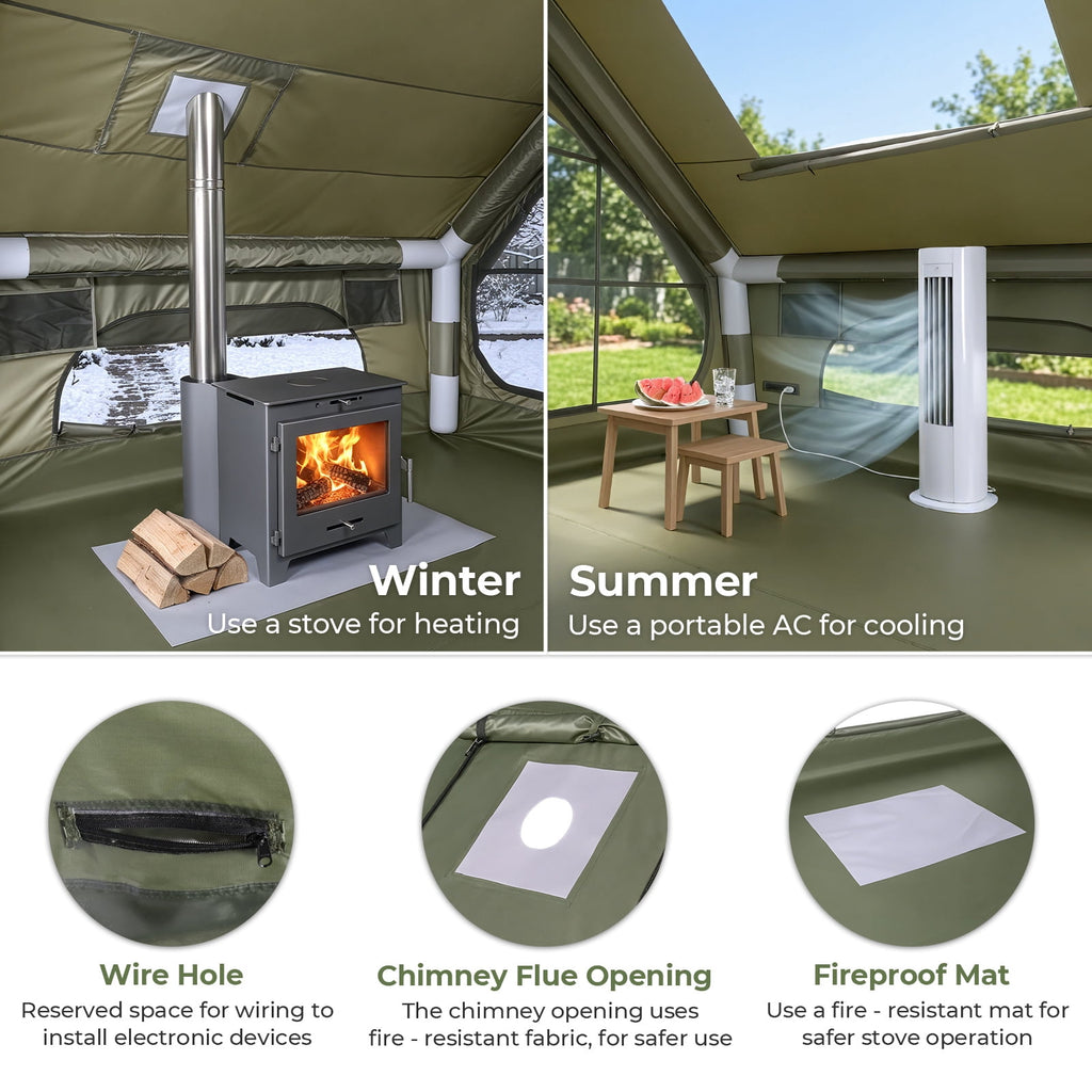 Ktaxon Inflatable Tent with Hand Pump for Camping, Easy Setup Air Glamping Tents, All-Weather Waterproof Blow up Camping Tent for Family, Green