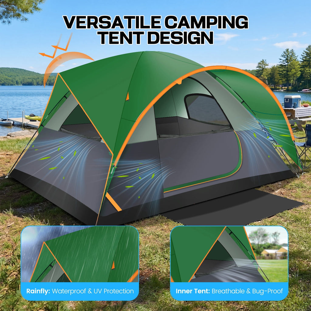 HOTEEL 6-8-10 Person Camping Tents with Rainfly, Tent for Camping with Pockets, Waterproof Camp Tent with Mesh Windows, Family Camping Tent For Traveling Hiking, Green