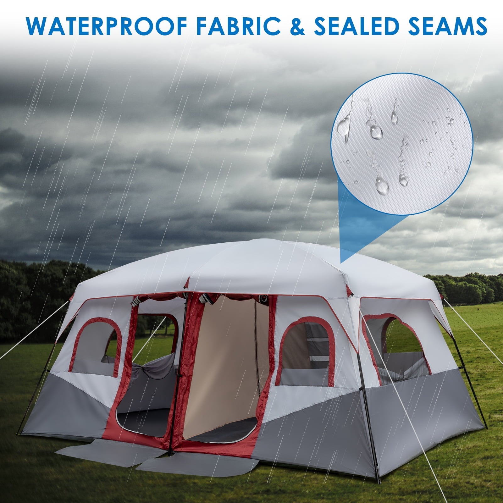 Zimtown Family Tent 8 Person Instant Cabin Tent for Outdoor, Picnic, Camping, Friends Gathering Green
