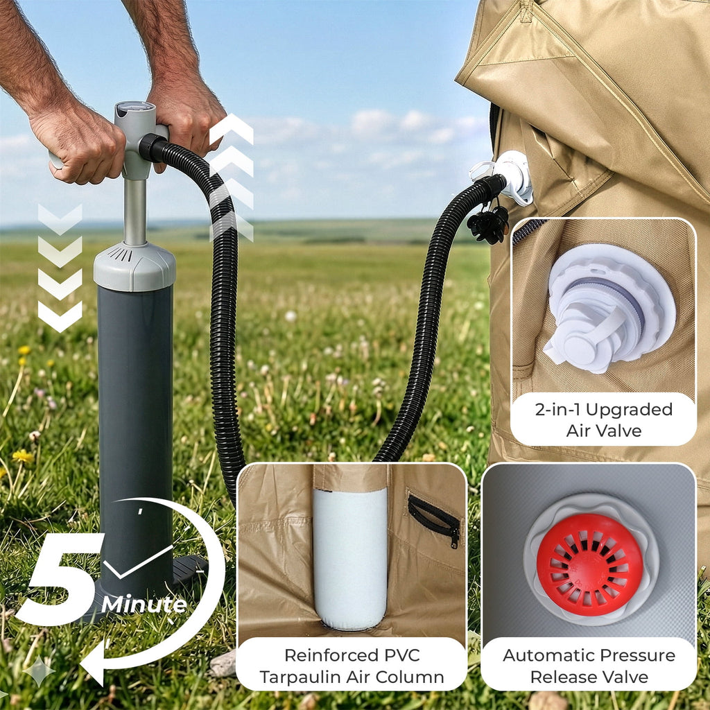 Ktaxon Inflatable Tent with Hand Pump for Camping, Easy Setup Air Glamping Tents, All-Weather Waterproof Blow up Camping Tent for Family, Green
