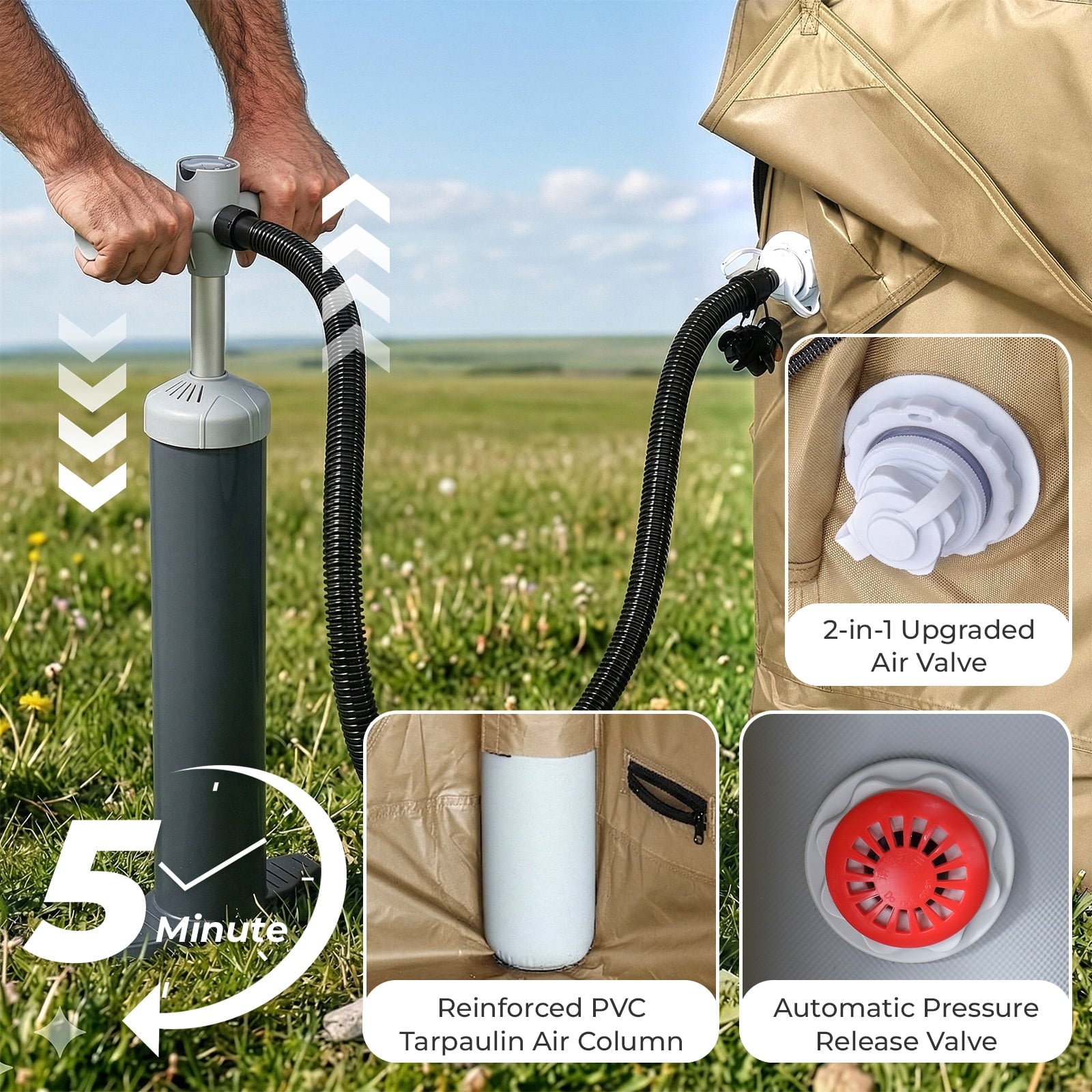 Ktaxon Inflatable Tent with Hand Pump for Camping, Easy Setup Air Glamping Tents, All-Weather Waterproof Blow up Camping Tent for Family, Green