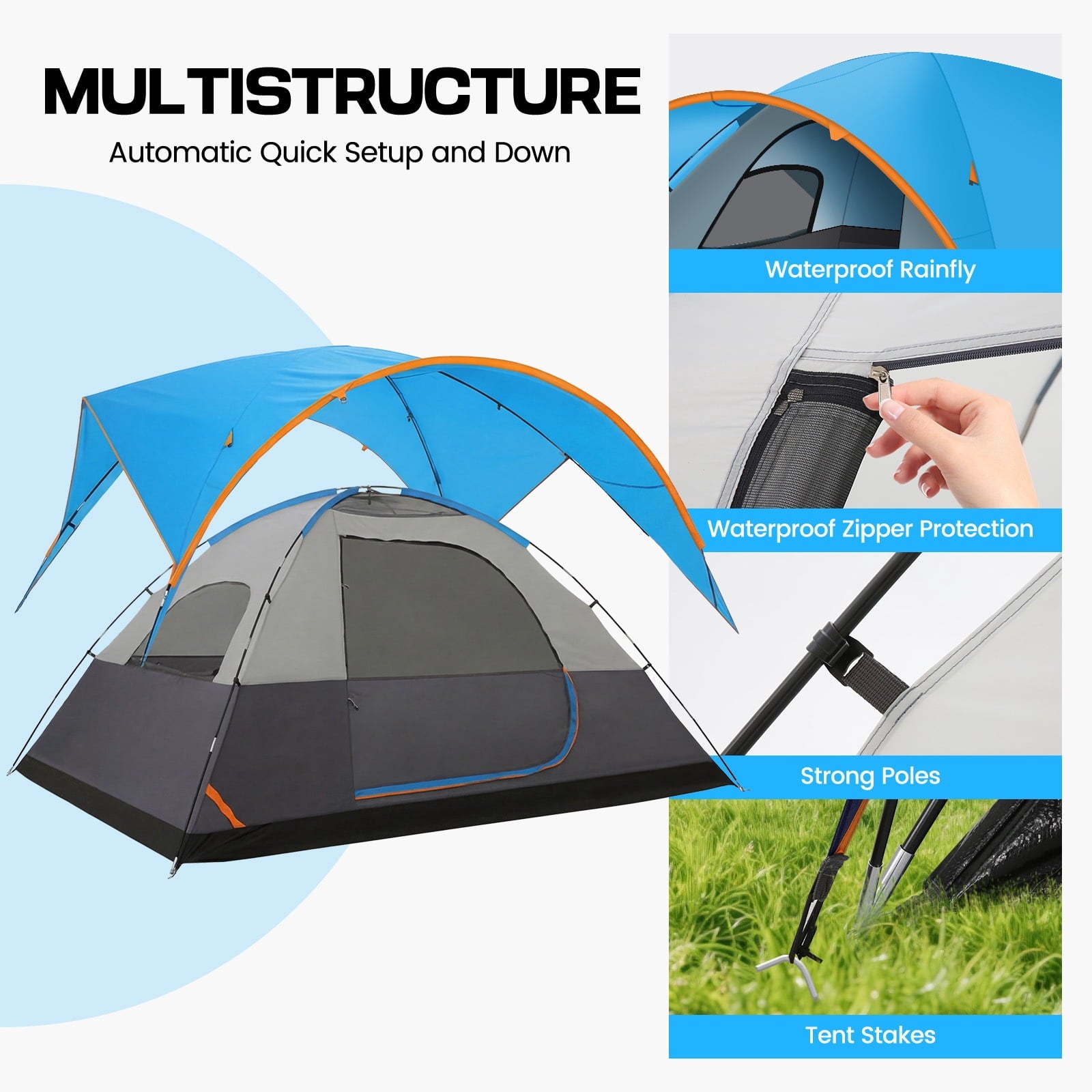 HOTEEL 6-8-10 Person Camping Tents with Rainfly, Tent for Camping with Pockets, Waterproof Camp Tent with Mesh Windows, Family Camping Tent For Traveling Hiking, Green