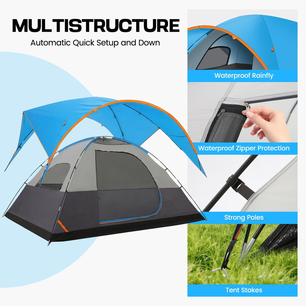 COBIZI 8-10 Person Camping Tent, Tents for Camping 12x9ft Family Tent,Waterproof Windproof Cabin Tent with Removable Rainfly,CPAI-84 Flame Retardant,Heavy Duty with 17 Stakes&Carry Bag,Blue