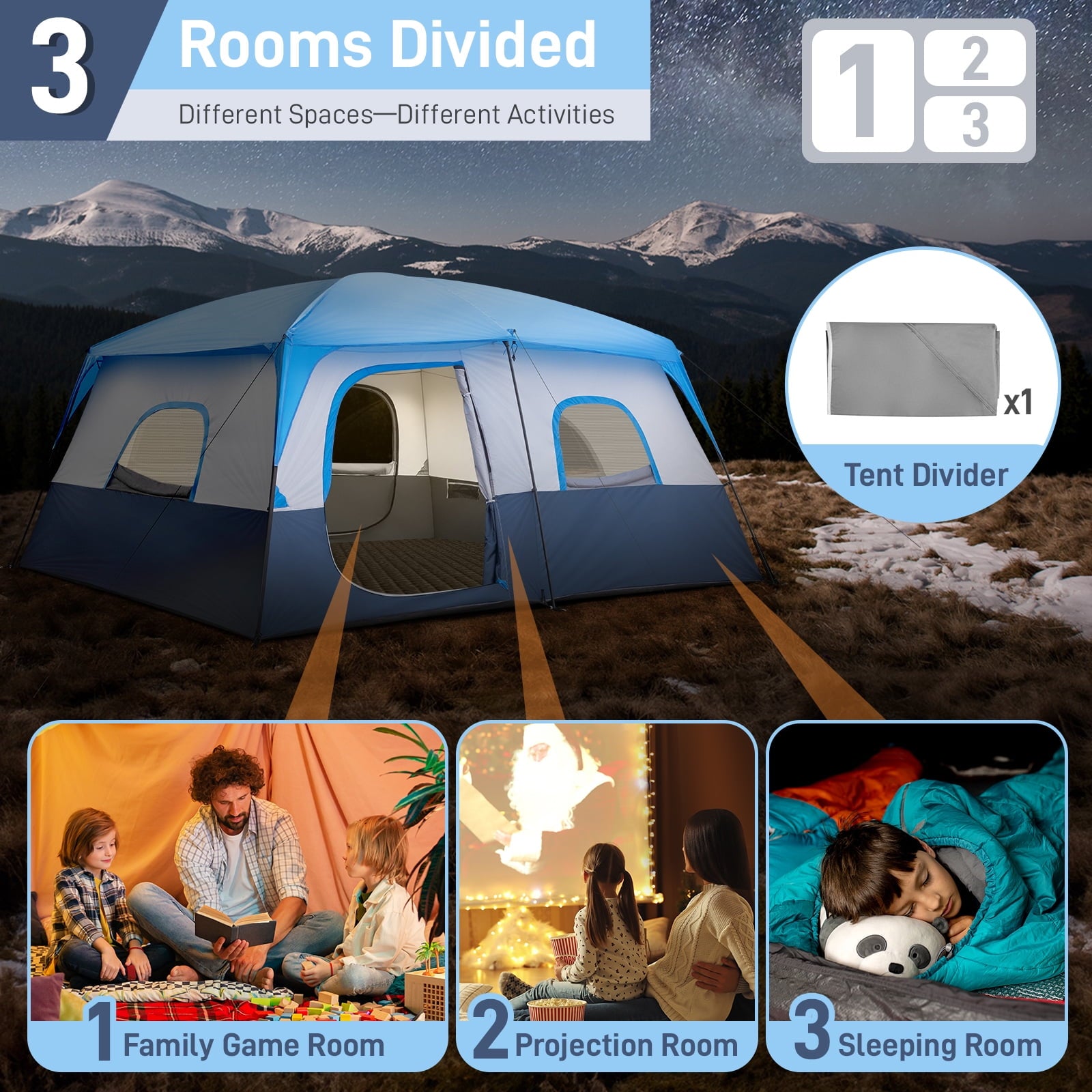 Ktaxon Camping Large Tent 14 Person Family Cabin Tents,2 Rooms,Straight Wall with Carry Bag