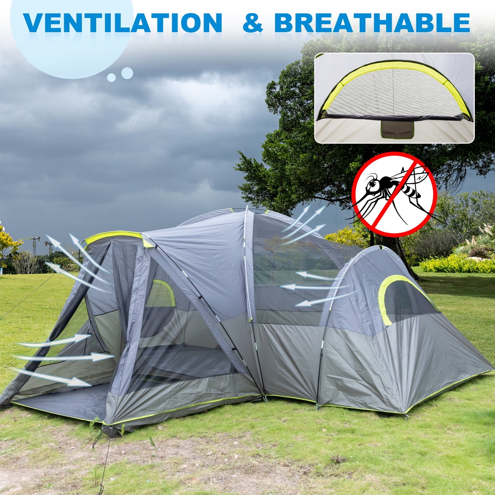 Zimtown Family Tent 8 Person Instant Cabin Tent for Outdoor, Picnic, Camping, Friends Gathering Green