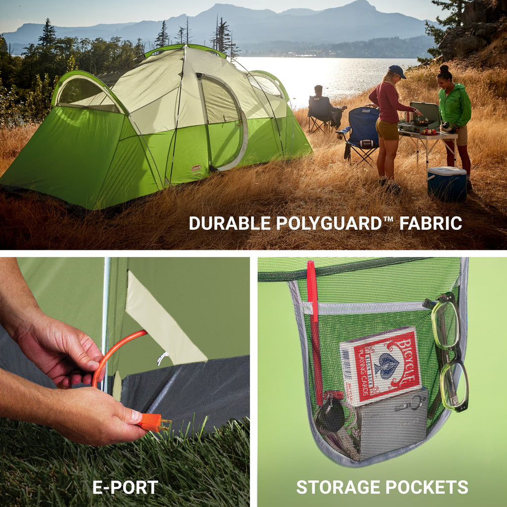 Coleman 8-Person Montana Cabin Camping Tent with Hinged Door, Green