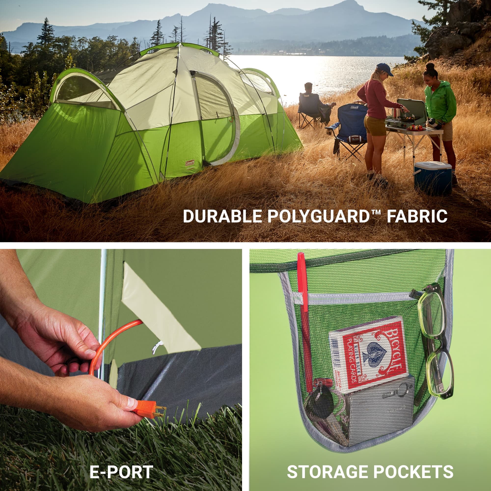 Coleman 8-Person Montana Cabin Camping Tent with Hinged Door, Green