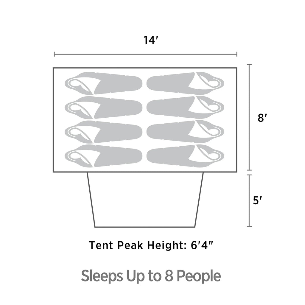 Outbound 8 Person 3 Season Easy Up Dome Tent with Room Divider & Rainfly