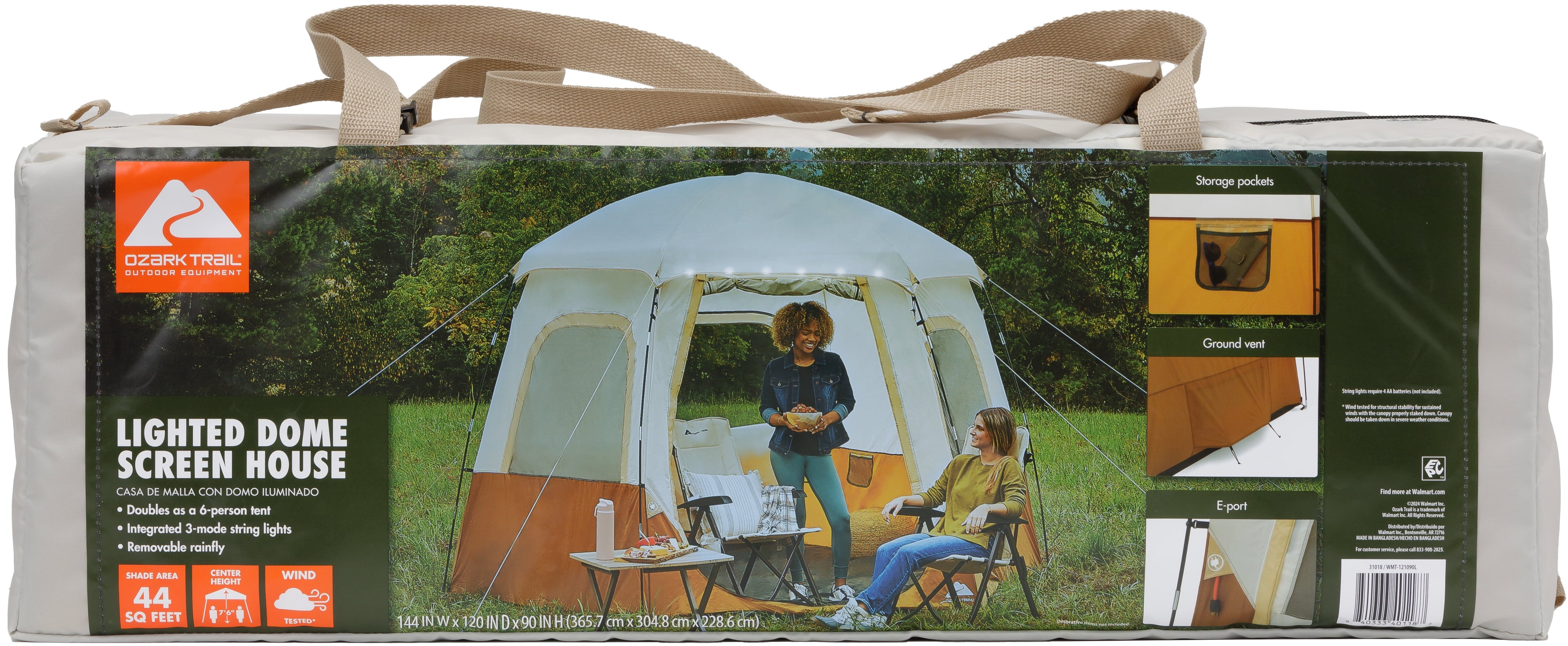 Ozark Trail 6 Person Lighted Dome Yurt Tent, 12.5' x 10' x 90 (H)