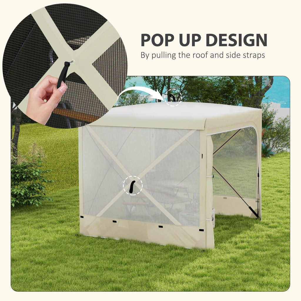 Outsunny 7' x 8' Pop Up Canopy, UV-Resistant Camping Tent with Curtains, Nettings and Carry Bag